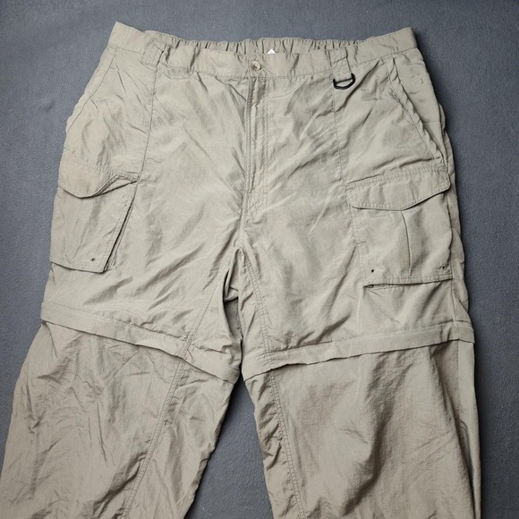 Columbia PFG Pants Mens 2XT Khaki Convertible Zip Off Cargo Nylon Outdoor Hiking - Picture 2 of 13